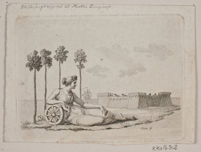 Liggende kvinne ved fort av Gerhard Ludvig Lahde