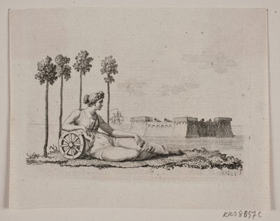Liggende kvinne ved fort av Gerhard Ludvig Lahde