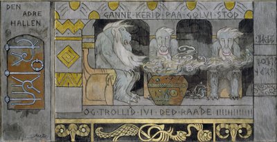 Den andre salen - Munthe, Gerhard (1849-1929) - 1902-1904 - Olje på lerret - 62,5x119,5 - Nasjonalmuseet for kunst, Oslo av Gerhard Peter Frantz Vilhelm Munthe