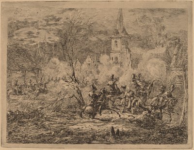 Fangst av en landsby av Gerhardus Emaus de Micault