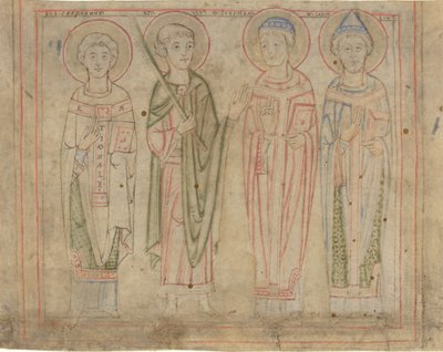 De hellige Cyprian, Vitus, Stephan og Cornelius av German 12th Century
