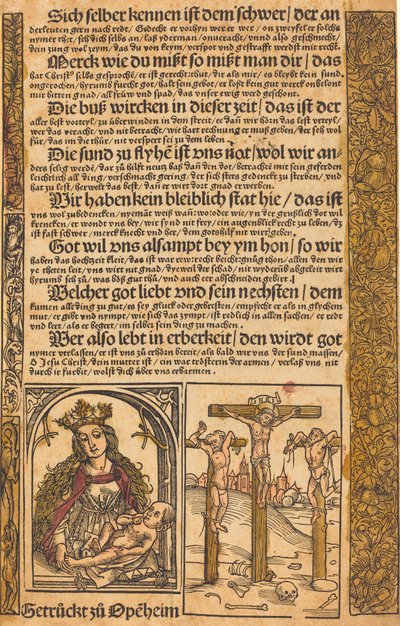 Bredside med to scener fra Kristi liv og groteske grenser av German 15th Century