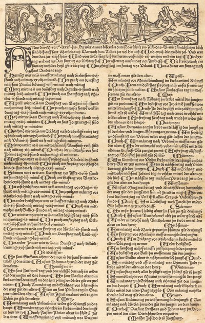 Kalender med fødsel og tilbedelse av German 15th Century