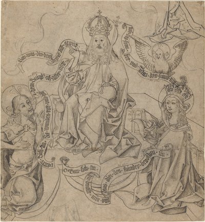 Kristus og Maria går i forbønn hos Gud Faderen av German 15th Century