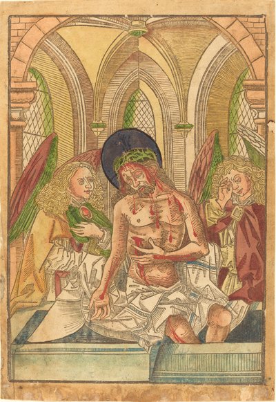 Kristus i graven med to engler av German 15th Century