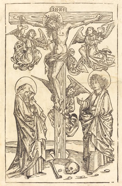 Kristus på korset med engler av German 15th Century