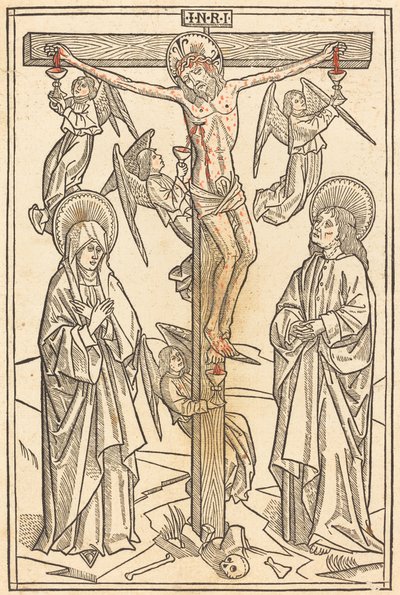 Kristus på korset med engler av German 15th Century