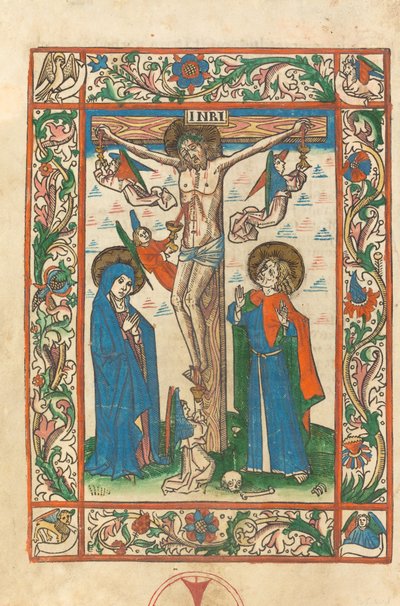 Kristus på korset med engler av German 15th Century