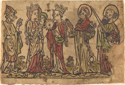 Madonna og barn med fire hellige av German 15th Century