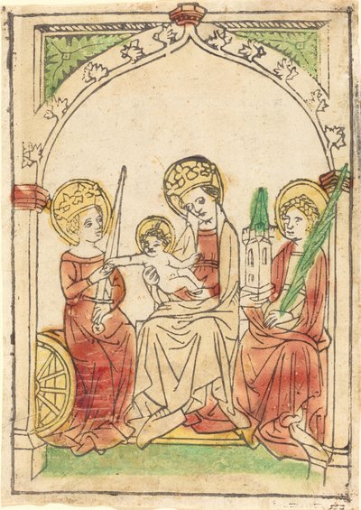 Madonna mellom Saints Catherine og Barbara av German 15th Century