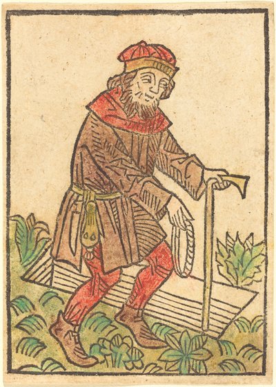 Mann som går mot en grav av German 15th Century