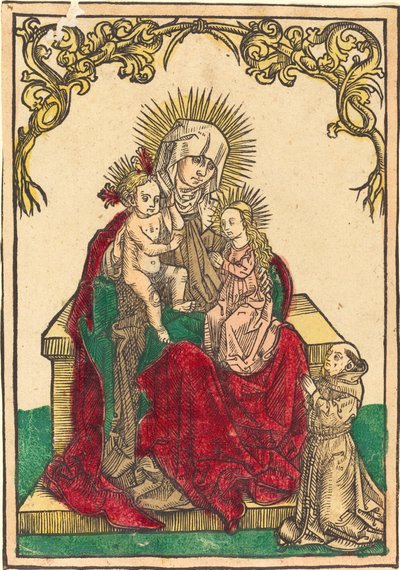 Saint Anne, Madonnaen og barnet og en fransiskanermunk av German 15th Century