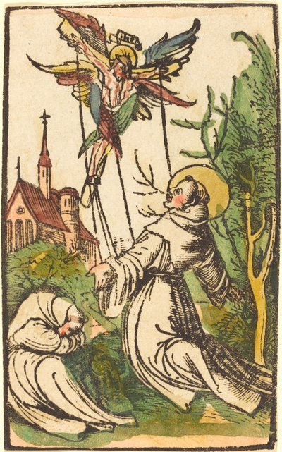 Saint Francis mottar Stigmata av German 15th Century