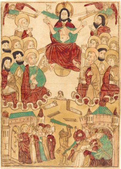 Den siste dommen med apostlene av German 15th Century