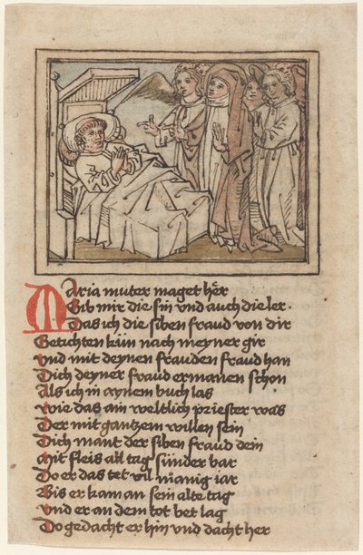 Jomfruen viser seg for en døende prest av German 15th Century