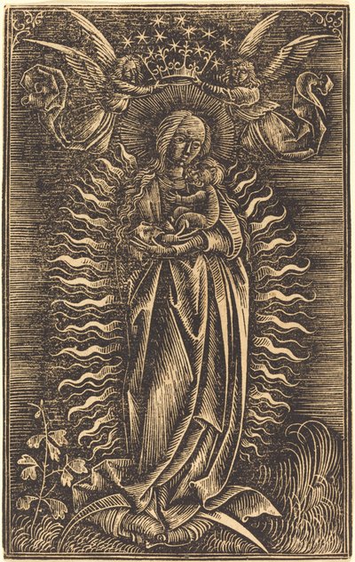 Jomfruen kronet av to engler av German 15th Century
