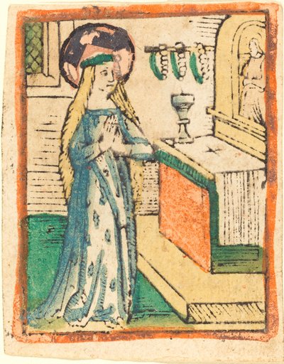 Jomfruen i en kappe brodert med kornøre av German 15th Century