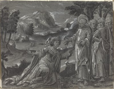 Kristus og utroskapen [recto] av German 16th Century