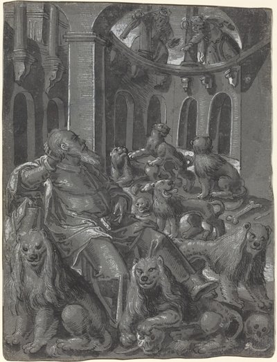Daniel i løvenes hule [rett] av German 16th Century