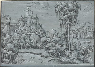 Landskap med et slott av German 16th Century