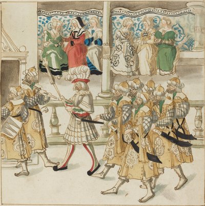 Paraderende riddere i orientalsk kostyme av German 16th Century