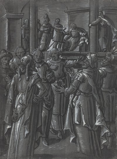 Ypperstepresten foran Pilatus [verso] av German 16th Century