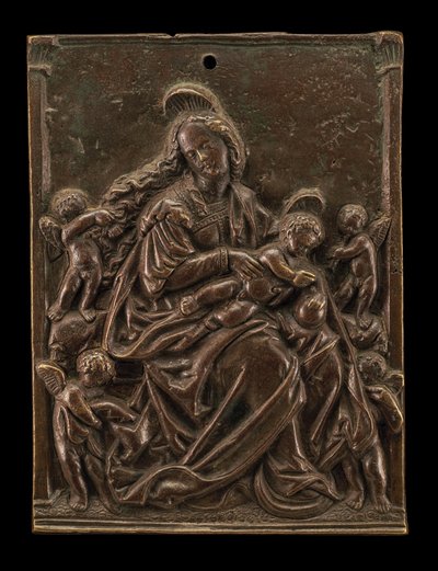 Jomfruen og barnet med fire engler av German 16th Century