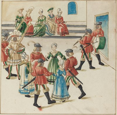 Tre par i en sirkeldans av German 16th Century