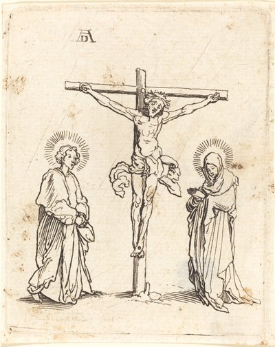 Korsfestelsen med jomfruen og den hellige Johannes av German 16th Century after Albrecht Dürer