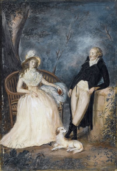 Charlotte von Stein og Johann Wolfgang von Goethe i samtale, andre halvdel av 1700-tallet. av German Master