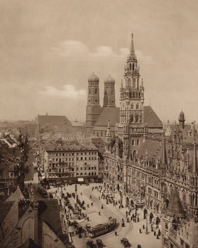 München: Marienplatz med nytt rådhus (s/h-bilde) av German Photographer