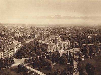 Utsikt over Hannover fra tårnet på det nye rådhuset (s/h-bilde) av German Photographer