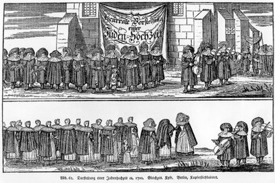 En jødisk bryllupsprosesjon ca. 1700 av German School
