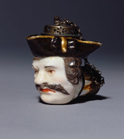 En Meissen portrettrørskål modellert som hodet til Schmiedel, ca. 1750 (porselen) av German School