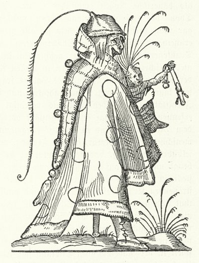 En karakter fra boken Les Songes drolatiques de Pantagruel (The Comical Dreams of Pantagruel) av Richard Breton (gravering) av German School