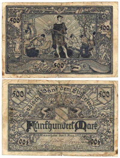 En fem hundre marks seddel, 1922 (recto og verso) av German School