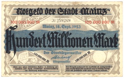 En hundre millioner markseddel, 1923 av German School