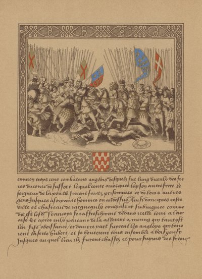 En side fra et fransk manuskript fra 1500-tallet som viser en scene fra Froissarts Chronicles av German School