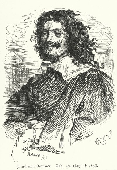 Adriaen Brouwer , flamsk barokkmaler (gravering) av German School