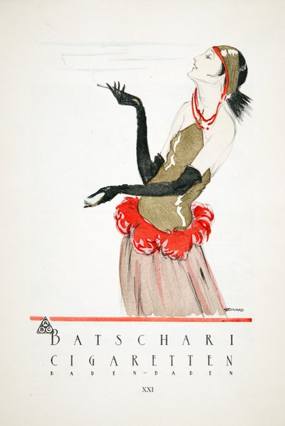 Reklame for «Batschari Cigarettes», fra Styl, utgitt 1922 (sjablongtrykk) av German School