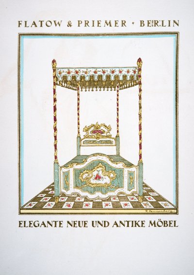 Annonse for "Flatow & Priemer", fra Styl, pub.1922 (pochoir-trykk) av German School
