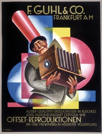 Reklame for den tyske kameraprodusenten Offset. I "" Gebrauchs Graphik"", tysk avis av German School