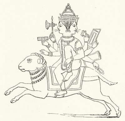 Agni, Hindu fire god (engraving) av German School