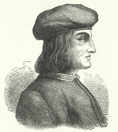 Aldus Manutius , venetiansk humanist, lærd, trykker og utgiver (gravering) av German School