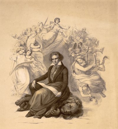 Allegorisk portrett av Ludwig van Beethoven (1770-1827) av German School