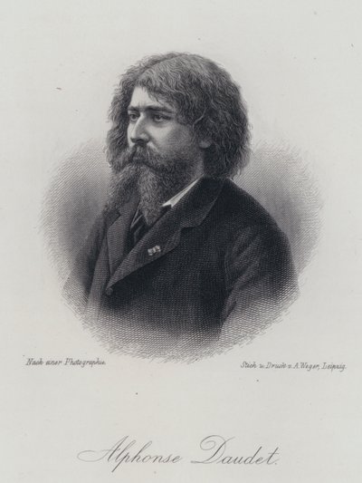 Alphonse Daudet , fransk romanforfatter (gravering) av German School
