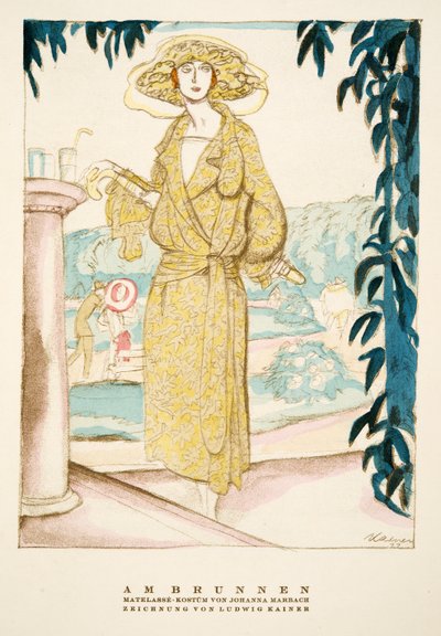 Am Brunnen, antrekk av Johanna Marbach, fra Styl, pub.1922 (ettertrykk) av German School