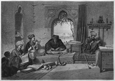 Et kontor i Girgeh, fra LEgypte av Georg Moritz Ebers (1837-98), 188 (bw gravering) av German School