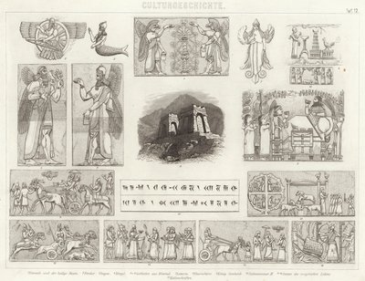 Det gamle Assyria. Illustrasjon for Bilder-Atlas (gravering) av German School