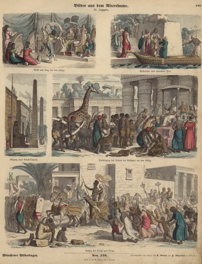 Det gamle Egypt (farget gravering) av German School